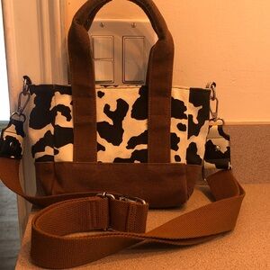 SO! Brand from Kohl’s Cow Print Canvas Tote Bag with Removable Straps